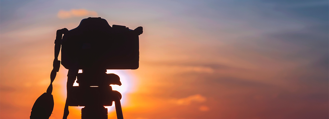 Camera Silhouette in Sunset Camera Silhouette in Sunset