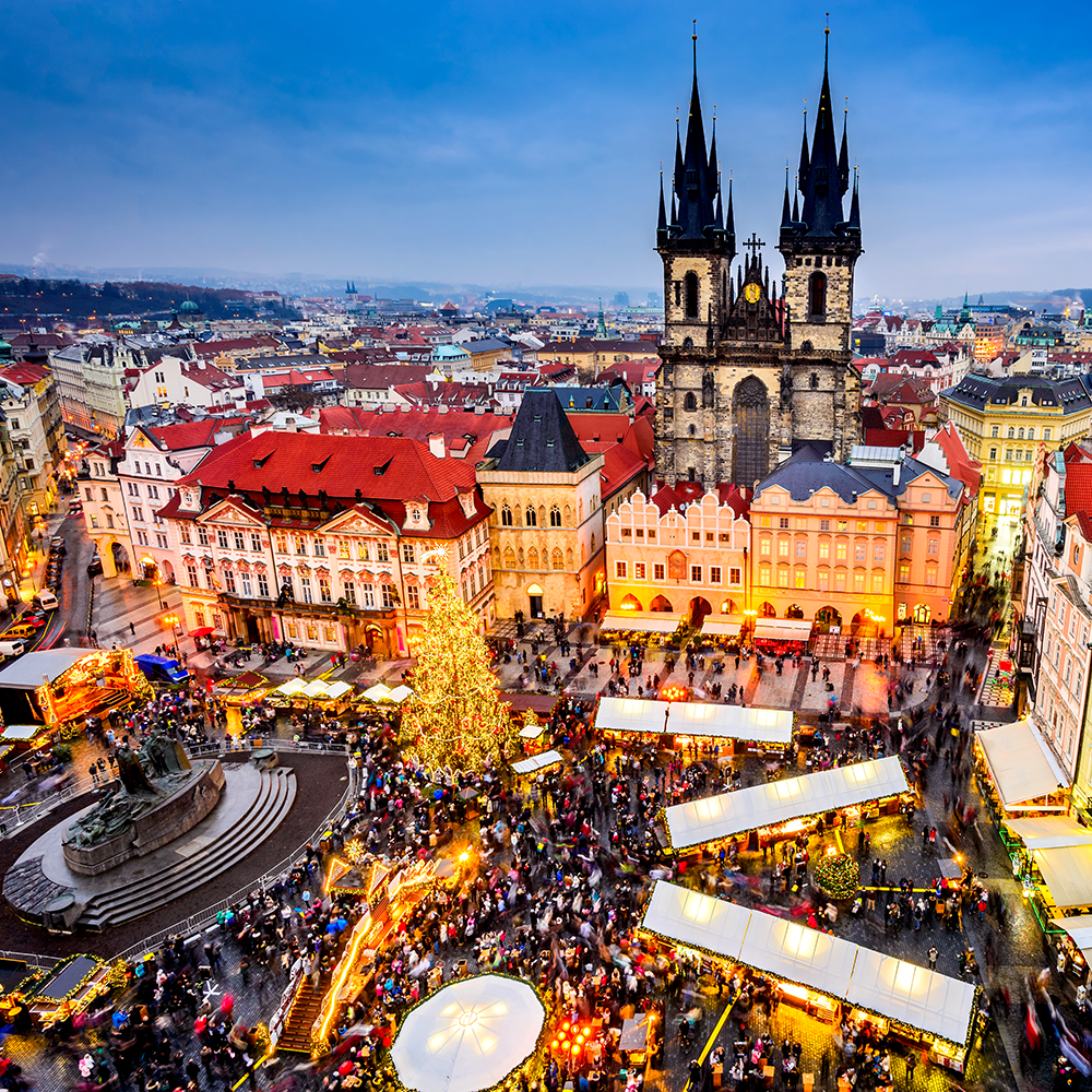 Birds-eye View of Prague at Christmas Birds-eye View of Prague at Christmas