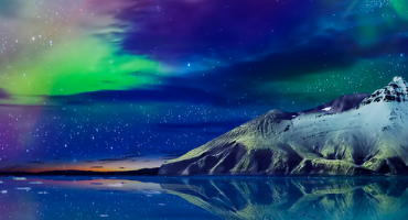 Northern Lights Over Lake