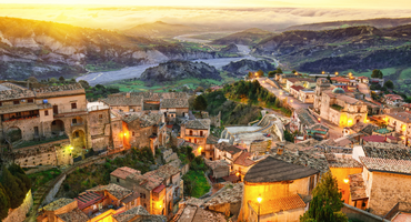 Sunset Over Calabrian Village, Italy